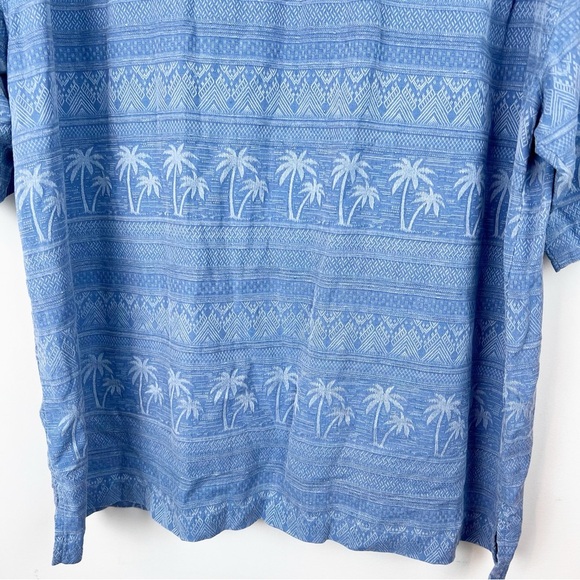 Men’s Silk Hawaiian Shirt Washable Button Down XXL Tropical Palm Jacquard Aloha - Picture 8 of 10